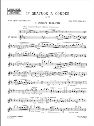 Quatuor n° 1 - Conducteur + Parties - Charles Koechlin - Partition